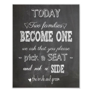 Chalkboard Wedding signalisiert zwei Familien zu e Fotodruck