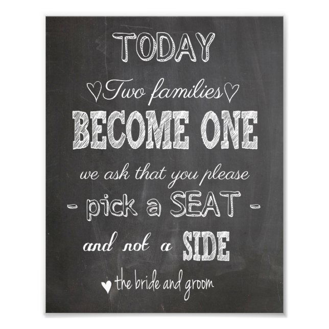 Chalkboard Wedding signalisiert zwei Familien zu e Fotodruck (Vorne)