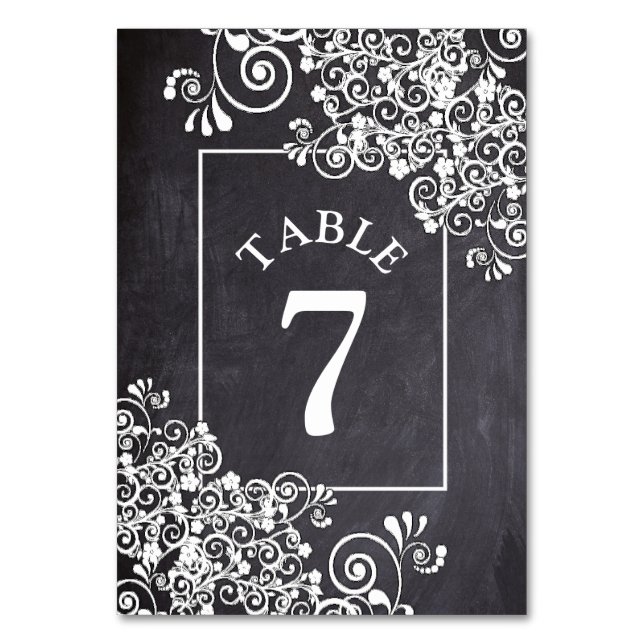 Chalkboard Wedding Tischnummer Card (Vorderseite)