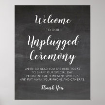 Chalkboard Wedding Unplugged Zeremony Signs