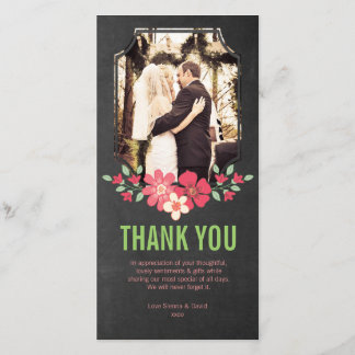 Chalkboard Wedding Vielen Dank Blume Foto Card Dankeskarte