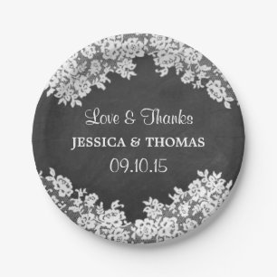 Chalkboard & White Lace Wedding Paper Teller