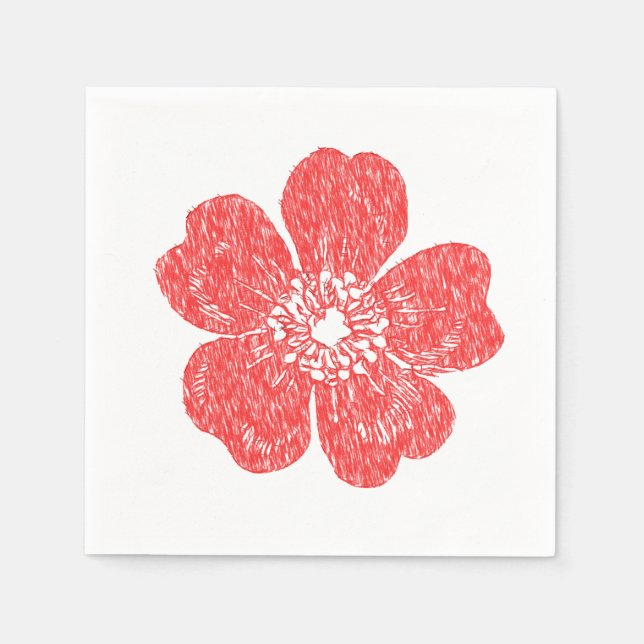 Chalkboard Wilde Rote Rose Serviette (Vorderseite)