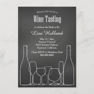 Chalkboard Wine tasting Bridal Polterabend Einladung