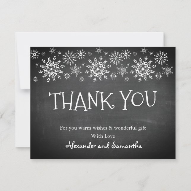 Chalkboard Winter Snowflake Danke Karte (Vorderseite)