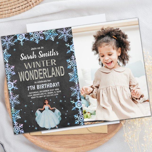ChalkBoard Winter Wonderland Einladungen mit Foto (ChalkBoard Winter Wonderland Invitations w photo)