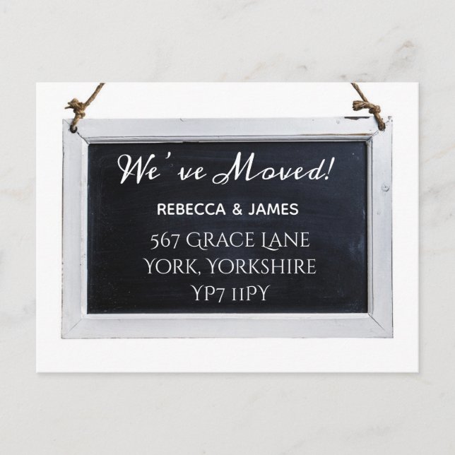 Chalkboard Wir haben die Ankündigung verschoben Po Postkarte (Vorderseite)