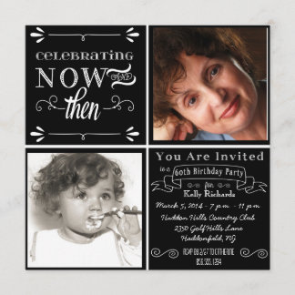 Chalkboard-Wirbel 60. Geburtstag Foto Einladung