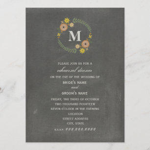 Chalkboard  Wreath Monogram Fall Probe Einladung