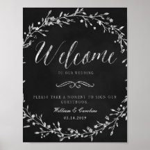 Chalkboard Wreath Wedding Gästebuchunterschrift