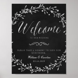 Chalkboard Wreath Wedding Gästebuchunterschrift Poster