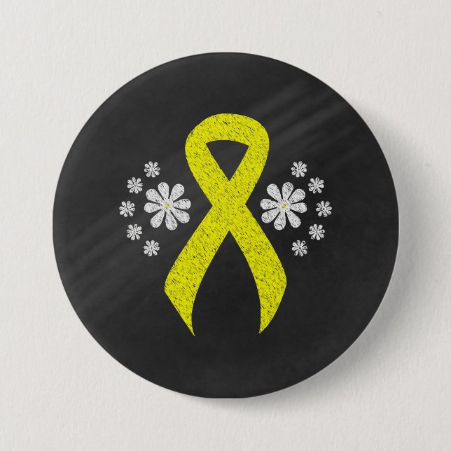Chalkboard Yellow Awareness Ribbon Button (Vorderseite)