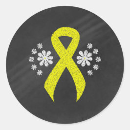 Chalkboard Yellow Awareness Ribbon Runder Aufkleber