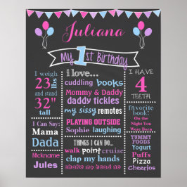 Chalkboard-Zeichen, rosa, Lila, blau Poster