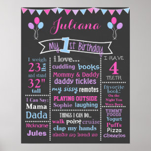 Chalkboard-Zeichen, rosa, Lila, blau Poster