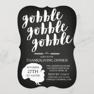 ChalkboardGobble Goble Türkei Erntedank Abendessen Einladung