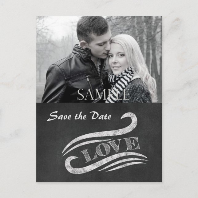 ChalkboardLiebe Save the Date Postkarte (Vorderseite)
