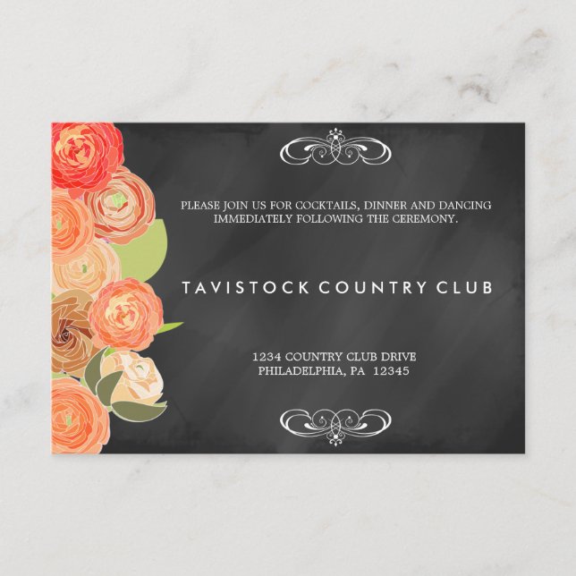 ChalkboardWedding Empfang Card für Blume Begleitkarte (Vorderseite)