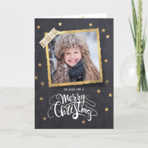 Chalkbord Gold Holiday Foto Weihnachtskarte
