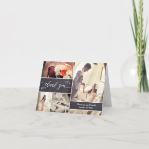 Chalked Foto Collage Rustic Wedding Vielen Dank Dankeskarte