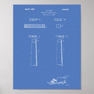 Chalkless Billiard Cue Tipp 1925 - Blueprint Poster