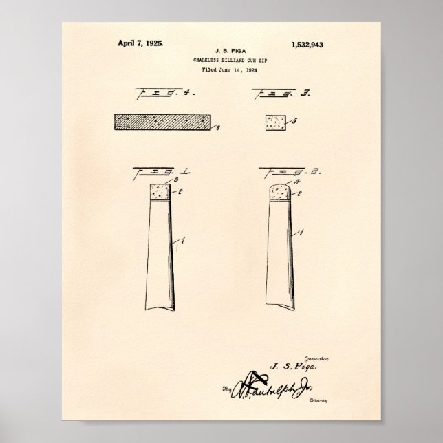 Chalkless Billiard Cue Tipp 1925 - Old Peper Poster (Vorne)