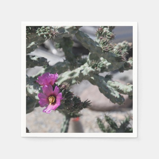 Challa Cactus in Blüte Serviette (Vorderseite)