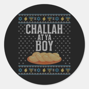 Challah bei Ya Boy Funny Ugly Hanukkah jüdisch Runder Aufkleber