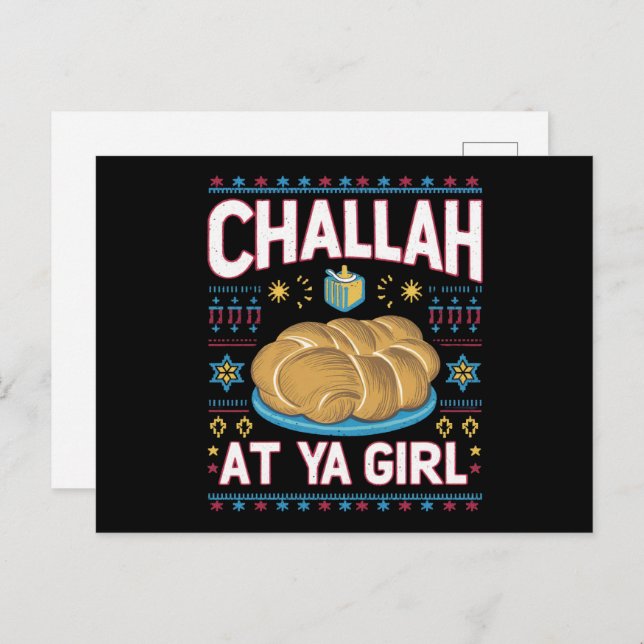 Challah bei Ya Girl Funny Hanukkah Food Chanukah Postkarte (Vorne/Hinten)