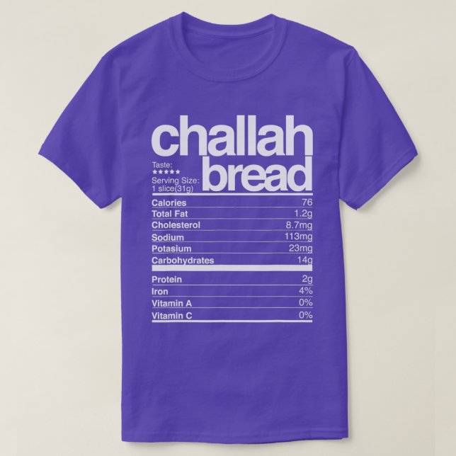 Challah Broad ernährungsphysiologische Fakten Jüdi T-Shirt (Design vorne)