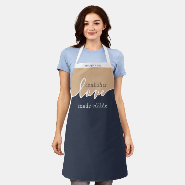 Challah ist Liebe Edible NAVY TAN Script Klasse ge Schürze (Getragen)