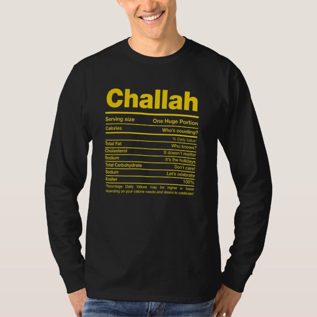Challah Nutrition Facts Hanukkah Jewish Kosher Foo T-Shirt (Vorderseite)