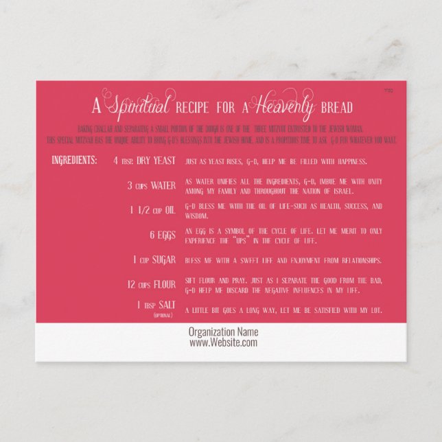 Challah Recipe Postkarten (Vorderseite)