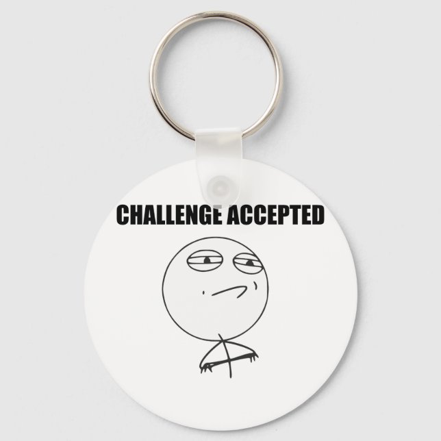 Challenge Accepted Rage Face Comic Meme Schlüsselanhänger (Vorderseite)