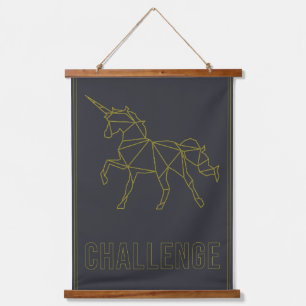 Challenge Affirmative Poster Origami Einhornpferd Wandteppich Mit Holzrahmen