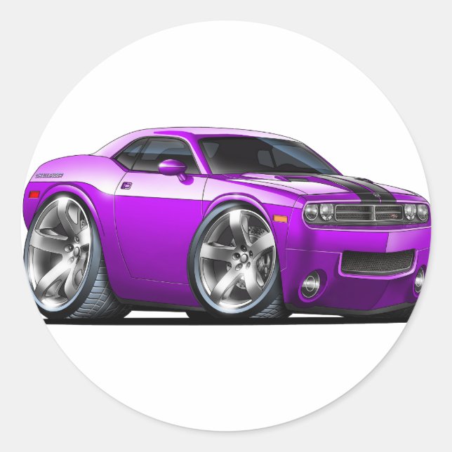 Challenger Lila Car Runder Aufkleber (Vorderseite)