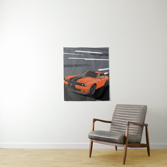 Challenger Orange Wandteppich (Beispiel)