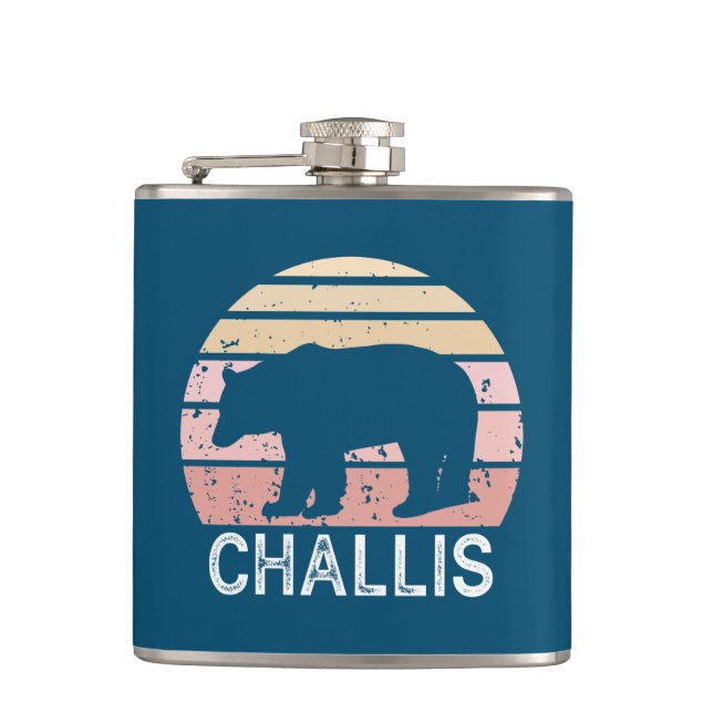 Challis Idaho Retro Bear Flachmann (Vorderseite)