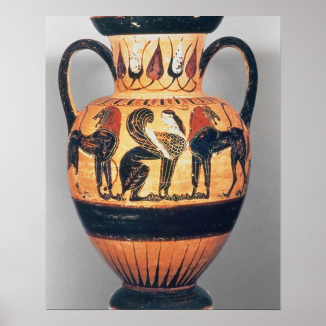 Chalzidianisch-schwarze Figur-Amphora, die einen S Poster (Vorne)