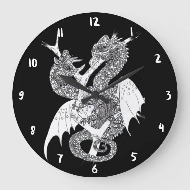 Chamäleon-Drache Große Wanduhr (Vorderseite)