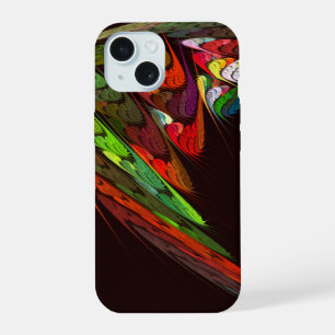 Chamäleon-Fraktal-Abstraktkunst in lebendiger Bewe iPhone 15 Hülle