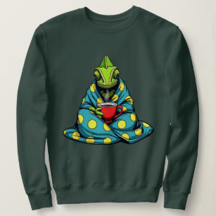 Chamäleon in Decke trinkt Kaffee T-Shirt - Coz Sweatshirt