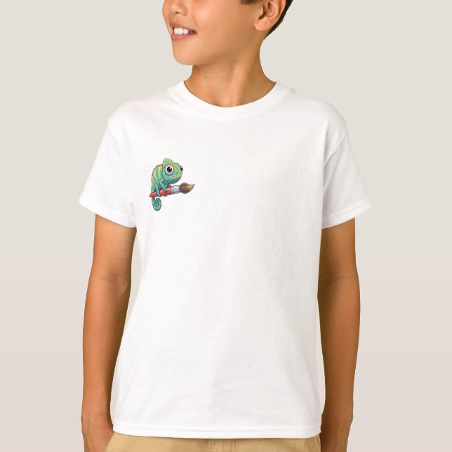Chamäleon Reitende Farbkreide Kinder T-Shirt (Vorderseite)