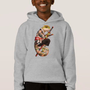 Chamäleon-Samurai – Tätowierter Krieger mit Katana Hoodie