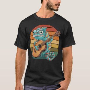 Chamäleon spielt Gitarre Vintage Gitarre Retro Roc T-Shirt