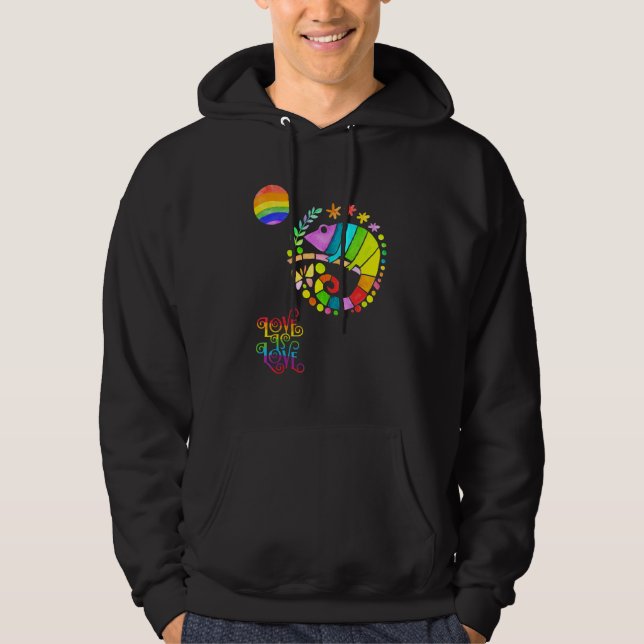 Chamaleon Watercolor Pride  Vibrant Rainbow Design Hoodie (Vorderseite)