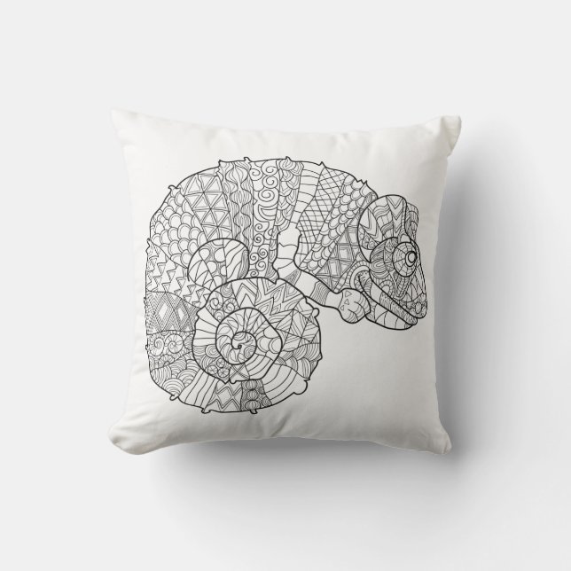 Chamäleon Zendoodle Kissen (Vorderseite)