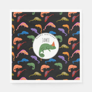 Chamäleons Farbige Reptilien Eidechsen Kinder Gebu Serviette