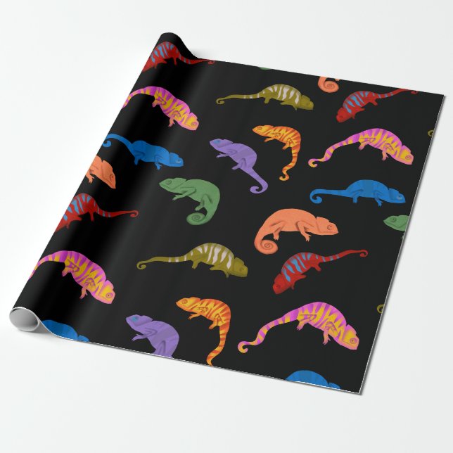 Chamäleons Farbige Reptilien Eidechsen Kinder  Geschenkpapier (Ungerollt)