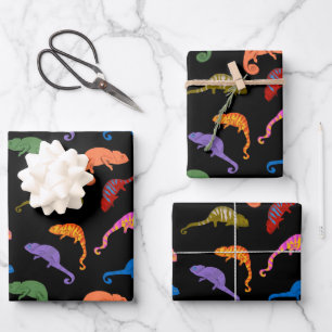Chamäleons Farbige Reptilien Eidechsen Kinder Geschenkpapier Set